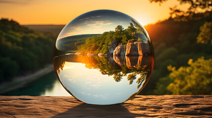 Glass Ball Reflecting Landscape