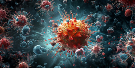 Obraz na płótnie Canvas cell fighting a cancer cell