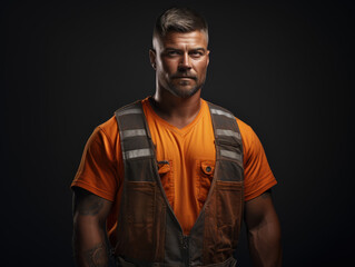 Fototapeta na wymiar A strong and capable construction worker captured in a portrait.