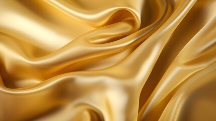 Golden Silk Fabric - obrazy, fototapety, plakaty