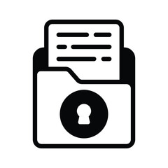 Secure confidential file folders, with paper documents security vector icon - obrazy, fototapety, plakaty