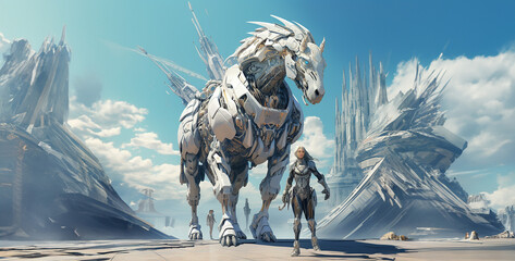 Robot Horse Futuristic Mythological Centaur