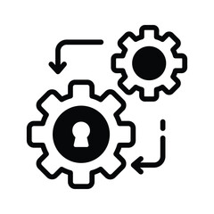 Secure management icon, with gear and lock, setting icon