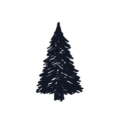 Obraz premium Xmas New year tree logo icon sign Hand drawn ink sketch Merry Christmas Happy New Year style Doodle cartoon festive design Fashion print clothes greeting invitation card flyer poster banner cover ad