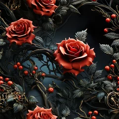 Rosen, Floral, Hintergrund, kachelbar, nahtlos, Muster, Pattern, Romantisch Liebe, Hochzeit, generative AI © Sönke Hayen