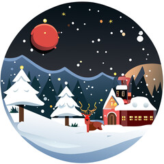 Naklejka premium Christmas tree, winter festival snow santa claus Christmas celebration