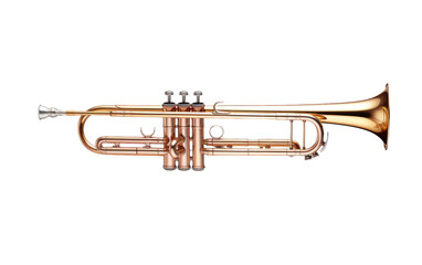 Beautiful Golden Color Trombone on White Transparent Background.