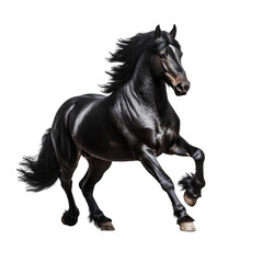 Elegant horse in running pose on PNG transparent background.