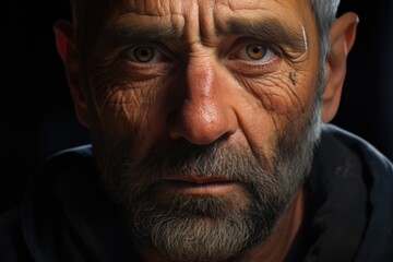Fototapeta premium Close-up photo of an elderly sad man