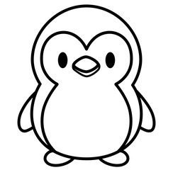 Cute Christmas penguin outline cartoon doodle	