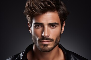 Fototapeta premium Close-up portrait of a handsome man. Studio photography