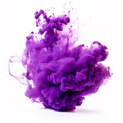 Purple smoke explosion isolated on a white background