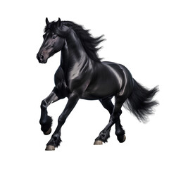 black horse on PNG transparent background