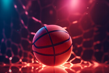 Basketball on fire on a colored background