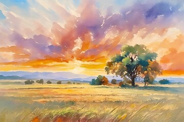 Eternal Plains Oil Painting with Unique Brush Strokes