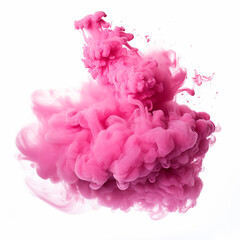 Pink smoke explosion isolated on a white background