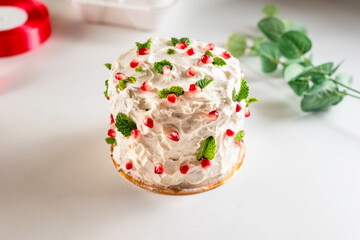 Bento cake with berries. Korean style trendy cakes for one person. tender cake for a woman.