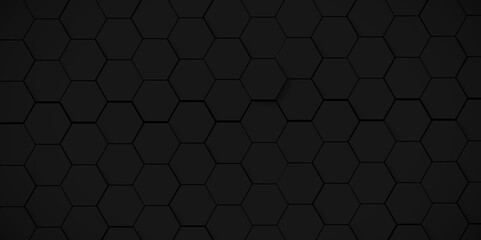 Abstract background with hexagon and Balck Hexagonal Background. Luxury black Pattern. Vector Illustration. 3D Futuristic abstract honeycomb mosaic black background. geometric mesh cell texture.