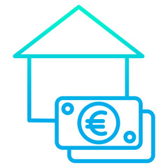 Outline gradient Real estate Euro Cost icon