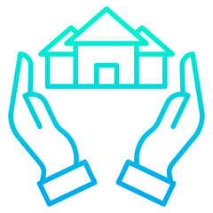 Outline gradient Real estate Care icon