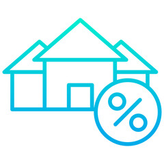 Outline gradient Real estate Percentage icon