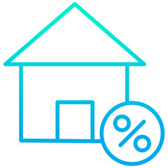Outline gradient Real estate Percentage icon
