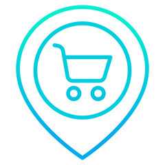 Outline gradient Location Map Cart icon