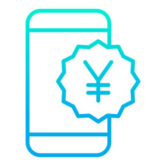 Outline gradient Mobile phone Yen icon