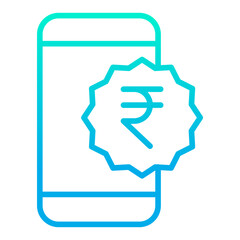 Outline gradient Mobile phone Rupees icon