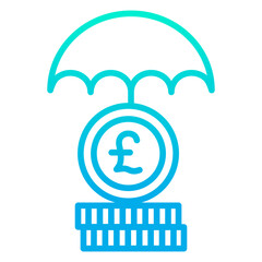 Outline gradient Pound Umbrella icon