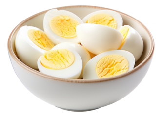 Bowl of boiled eggs isolated.