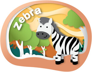 Alphabet Letter Z-zebra paper cut concept