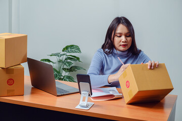 business woman use laptop for business discussions, selling products, online marketing.