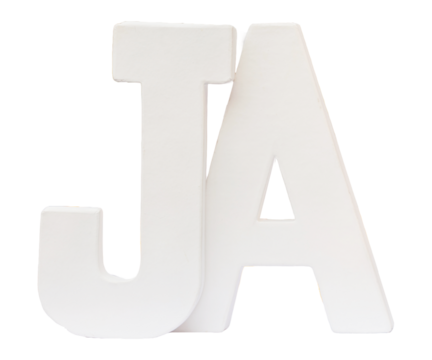 JA aus Karton Buchstaben
