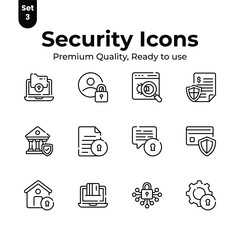 Take a look at this classy security and protection icons set in modern style