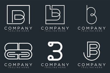 set letter B logo collection, Abstract letter B logo design. icons for business	