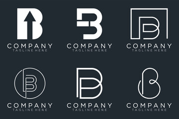 set letter B logo collection, Abstract letter B logo design. icons for business	