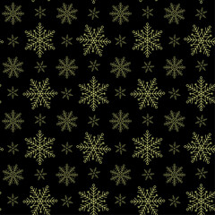 Naklejka na ściany i meble The Christmas Gold Snow Pattern on the Black Background
