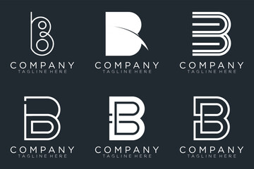 set letter B logo collection, Abstract letter B logo design. icons for business	
