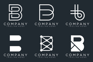 set letter B logo collection, Abstract letter B logo design. icons for business	
