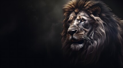 un lion en noir et blanc, généré par IA