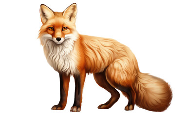 Obraz premium Stunning Standing Red Fox on White Transparent Background.