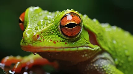 Wandaufkleber Frog Macro photography fauna, biology, insects, small animals, close up, rain and dew drops, miniature, microbiology, anatomy © Gizmo