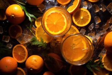 Obraz na płótnie Canvas high angle photography of orange soda surrounded by oranges