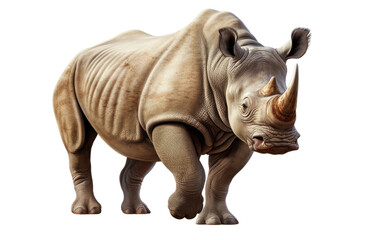 Obraz premium Walking Rhinoceros on White Transparent Background.