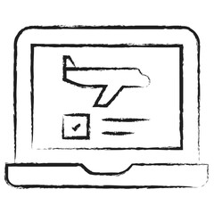 Hand drawn Flight Laptop icon