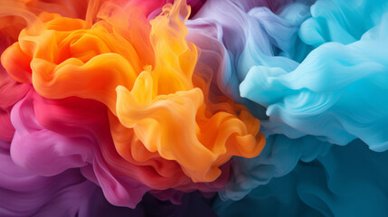 Fototapeta premium Colorful vibrant, smokey flowing, puff cloud. Abstract background concept.