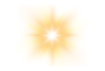 Light star gold png. Light sun gold png. Light flash gold png. PNG format. empty background. summer season beach	
