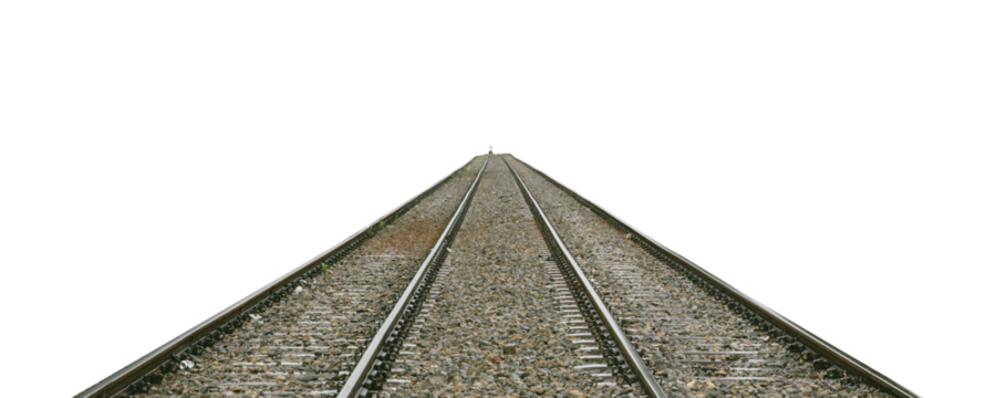 Cutout of an isolated old railway track with the transparent png 