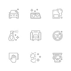 Set line icons of car detailing